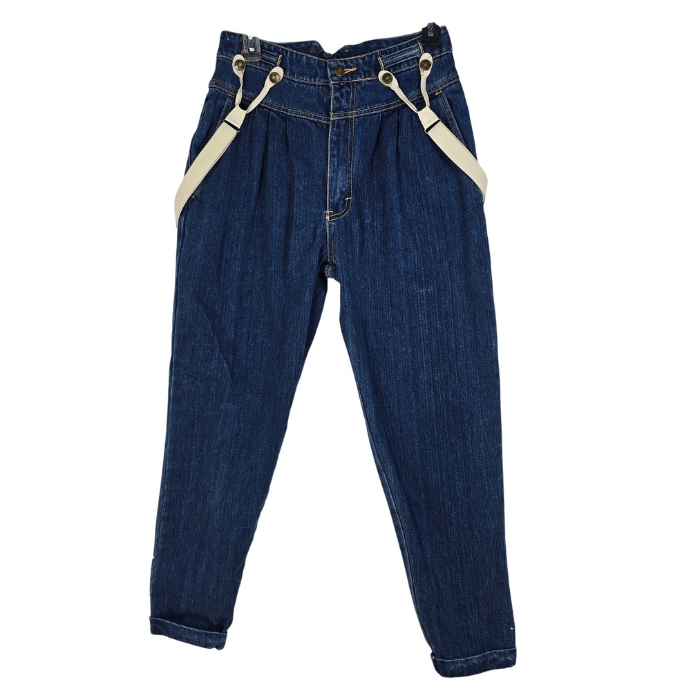 Vintage Filippo-Totti High Waisted Suspender Mom Jeans Blue Denim 11/12 27 Waist